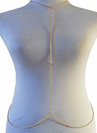 Sanwood Fashion Women Sexy Gold Body Jewelry Choker Full Belly Chain Necklace Jewel