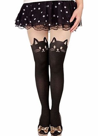 Sanwood Womens Cat Tail Hosiery Pantyhose Tattoo Legging Tights