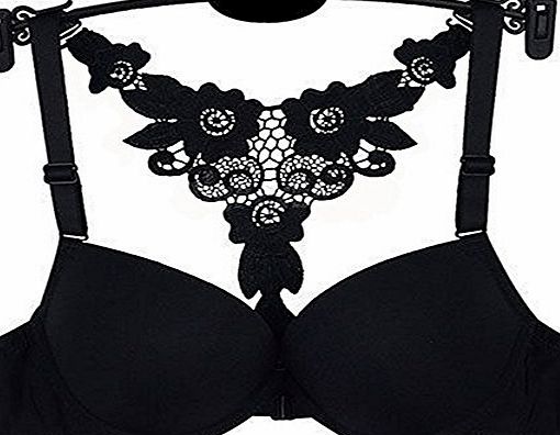 Sanwood Womens Front Closure Lace Racerback Push up Bra (36B)