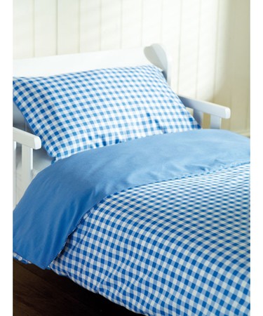 Blue Gingham Junior Bed Duvet Cover & Pillow Case