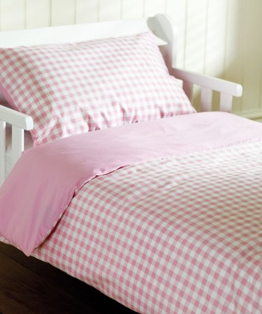 Pink Gingham Junior Bed Duvet Cover & Pillow Case