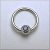 Sapphire Set 6mm Bead in 12mm Platinum Ball Closure Ring