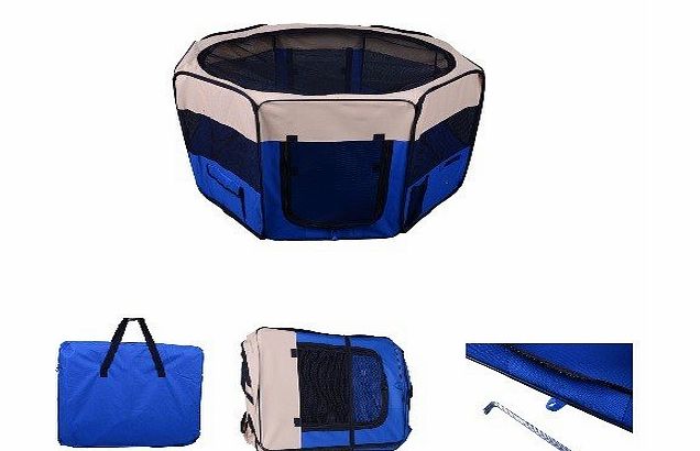 Sascom FABRIC PET PLAY PEN DOG PUPPY CAT RABBIT GUINEA PIG SOFT PLAYPEN Small, Blue, SAS-FPP3