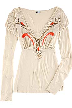 Embellished long sleeve jersey top