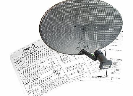 Satgear Sky/Freesat Zone 1 Satellite HD Mini Dish Kit with Guide and Quad LNB plus Brackets and Wall Bolts with 2 Year Satgear Warranty