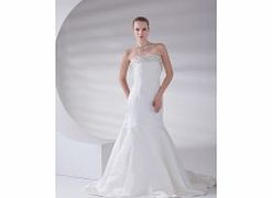 SATIN Chapel Train Strapless White Modern