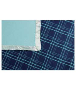 satin edge Fleece Throw - Navy and Aqua