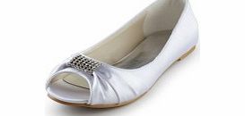 SATIN Flat Heel Flats Womens Shoes White