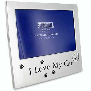 Satin Silver I Love My Cat Photo Frame