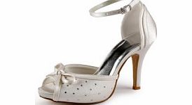 SATIN Stiletto Heel Platform Peep Toe Pumps