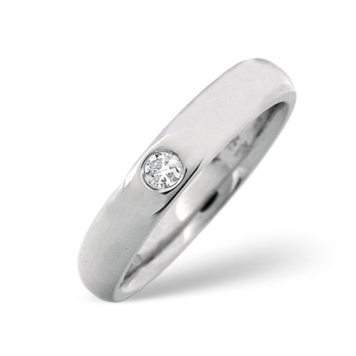 Saul Anthony 0.10 Ct Diamond Heavy Court Wedding Ring In 18 Carat White Gold