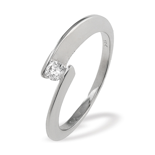 Saul Anthony 0.10 Ct Diamond Solitaire Ring In 18 Carat White Gold