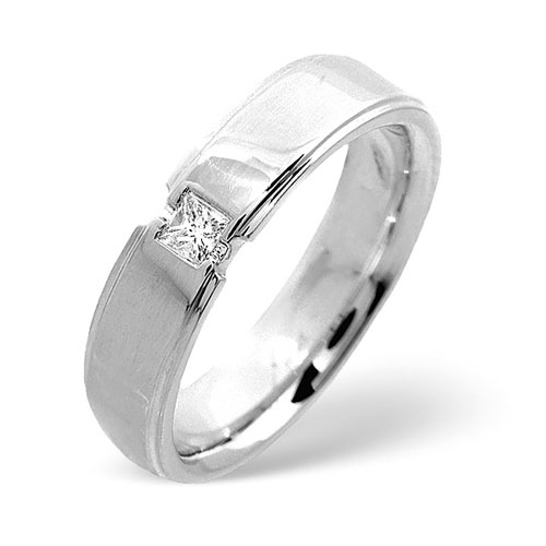 0.10 Ct Diamond Wedding Ring In 18 Carat White Gold- H / SI1