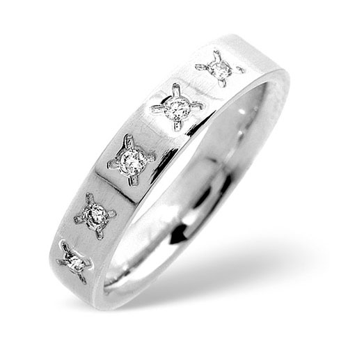0.10 Ct Five Stone Diamond Wedding Ring In 18 Carat White Gold- H / SI1