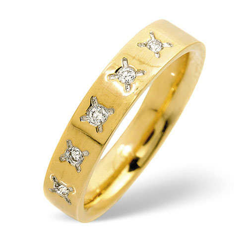 0.10 Ct Five Stone Diamond Wedding Ring In 18 Carat Yellow Gold- H / SI1