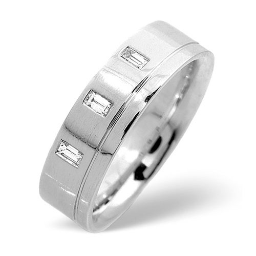 Saul Anthony 0.10 Ct Three Stone Diamond Wedding Ring In 18 Carat White Gold- H / SI1