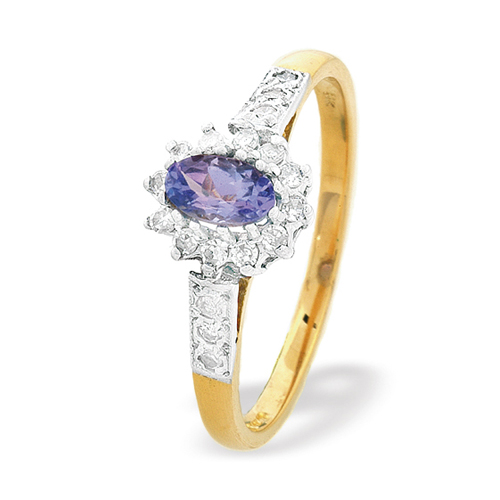 Saul Anthony 0.14 Ct Diamond and Tanzanite Ring In 18 Carat Yellow Gold