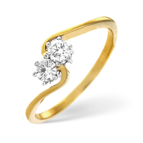 Saul Anthony 0.15 Ct Certified Diamond Crossover Ring In 18 Carat Yellow Gold- H / SI1