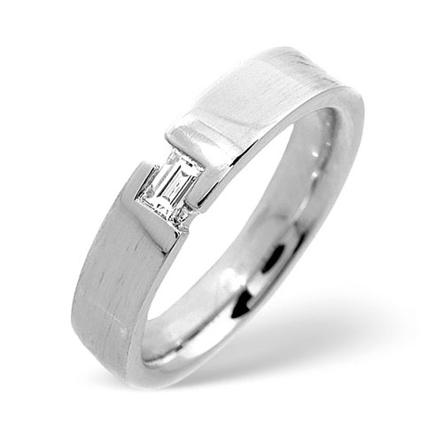 0.15 Ct Diamond Wedding Ring In 18 Carat White Gold- H / SI1