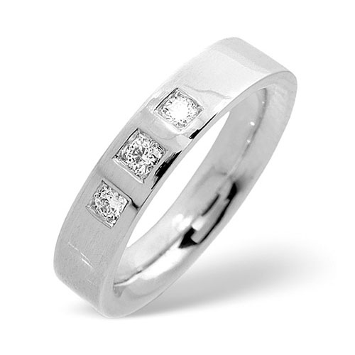 0.15 Ct Three Stone Diamond Wedding Ring In 18 Carat White Gold- H / SI1
