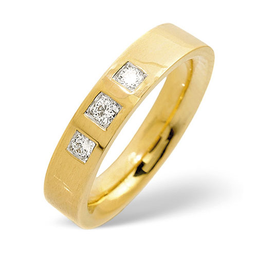 0.15 Ct Three Stone Diamond Wedding Ring In 18 Carat Yellow Gold- H / SI1