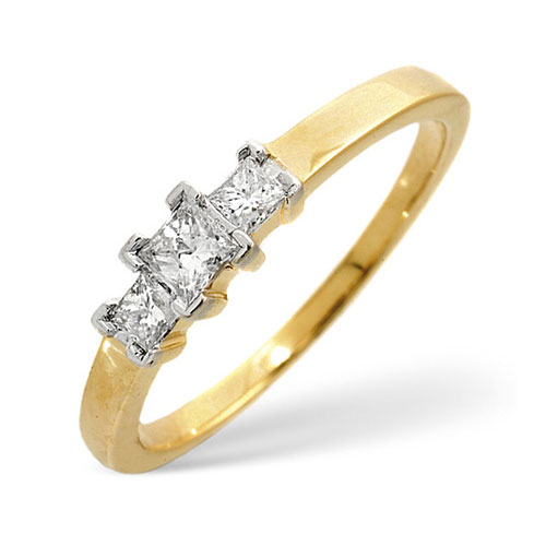 Saul Anthony 0.25 Ct Certified Diamond Trilogy Ring In 18 Carat Yellow Gold- H / SI1
