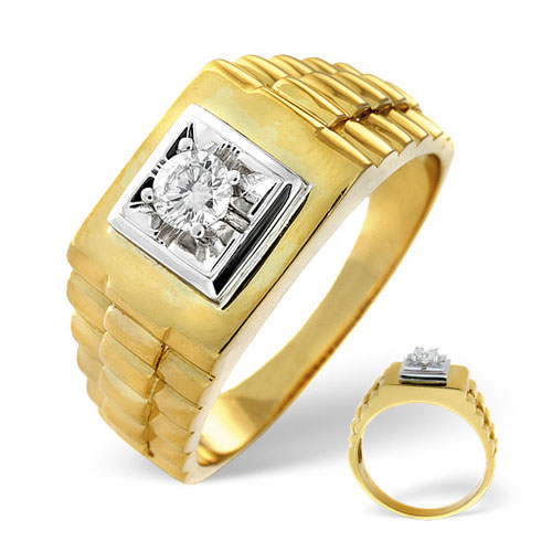 Saul Anthony 0.25 Ct Gents Diamond Ridged Shoulder Ring In 18 Carat Yellow Gold