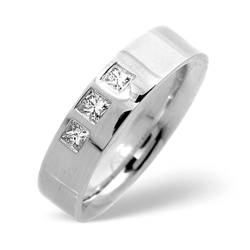 0.25 Ct Three Stone Diamond Wedding Ring In 18 Carat White Gold- H / SI1