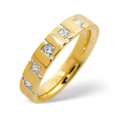 0.30 Ct Five Stone Diamond Wedding Ring In 18 Carat Yellow Gold- H / SI1