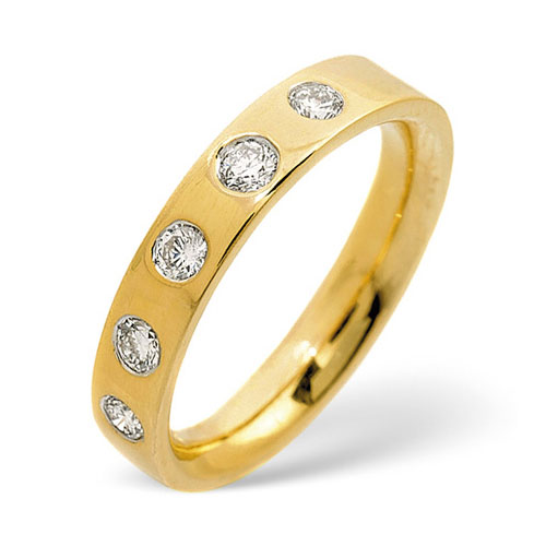0.33 Ct Five Stone Diamond Wedding Ring In 18 Carat Yellow Gold- H / SI1