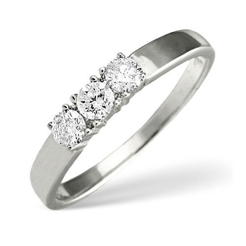 0.36 Carat Three Stone Diamond Ring In Platinum