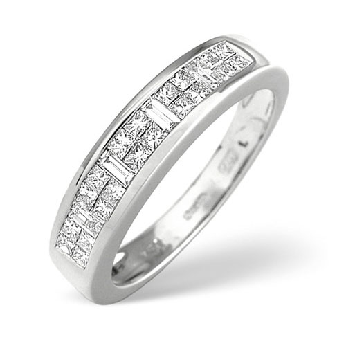 0.50 Carat Two Row Diamond Half Eternity Ring In 18 Carat White Gold