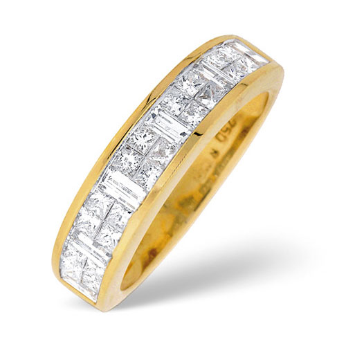 0.50 Carat Two Row Diamond Half Eternity Ring In 18 Carat Yellow Gold