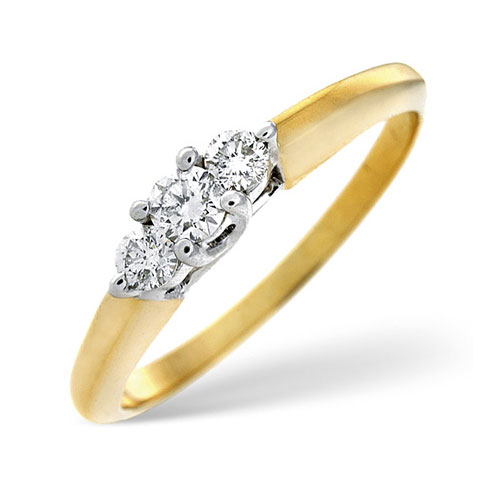 Saul Anthony 0.50 Ct Certified Diamond Trilogy Ring In 18 Carat Yellow Gold- H / SI1