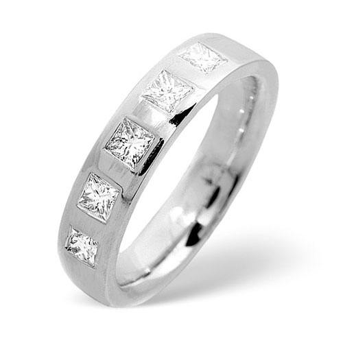 0.50 Ct Five Stone Diamond Wedding Ring In 18 Carat White Gold- H / SI1