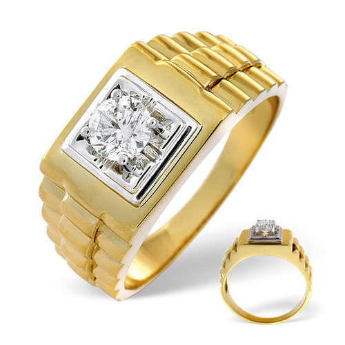 Saul Anthony 0.50 Ct Gents Diamond Ridged Shoulder Ring In 18 Carat Yellow Gold