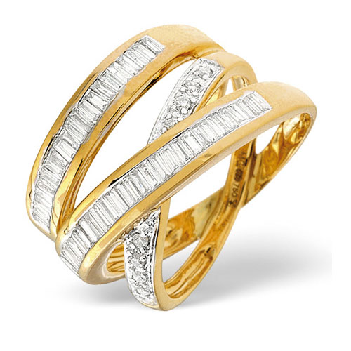 0.85 Ct Diamond Crossover Ring In 18 Carat Yellow Gold