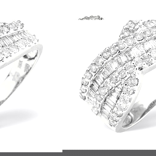 1 Ct Diamond Crossover Ring In 18 Carat White Gold