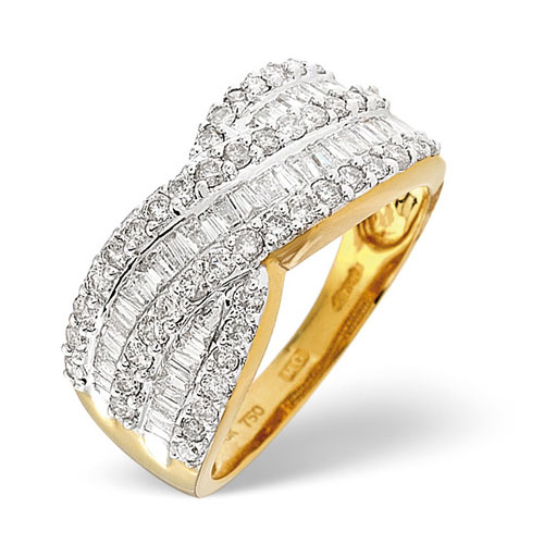 Saul Anthony 1 Ct Diamond Crossover Ring In 18 Carat Yellow Gold