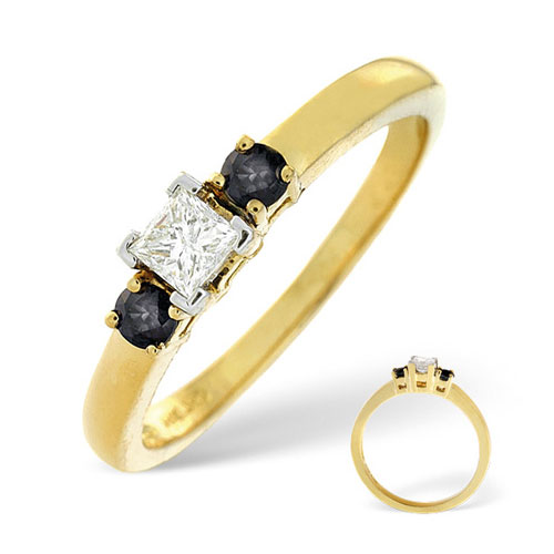 Blue Sapphire and 0.15 Carat Diamond Ring In 18 Carat Yellow Gold
