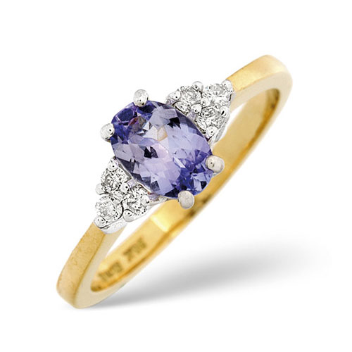 Saul Anthony Diamond and Tanzanite Ring In 18 Carat Yellow Gold