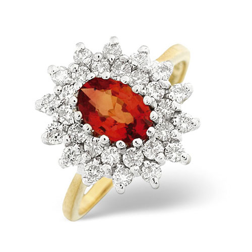 Orange Sapphire and 0.56 Ct Diamond Ring In 18 Carat Yellow Gold