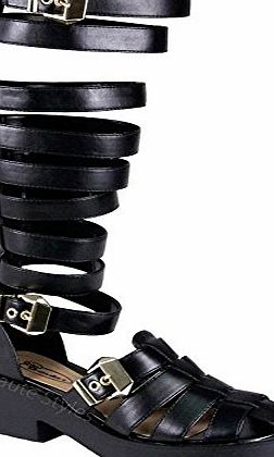 Saute Styles Ladies Women Knee High Cut Out Strappy Gladiator Summer Sandals Boots Shoes Size