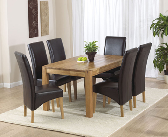 Oak Dining Table - 150cm and 6 Rochelle