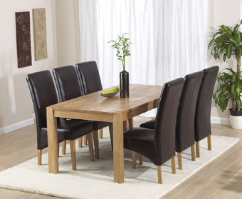 Oak Dining Table - 180cm and 6 Rochelle