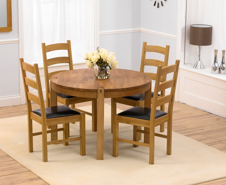 Oak Round Dining Table - 110cm and 4