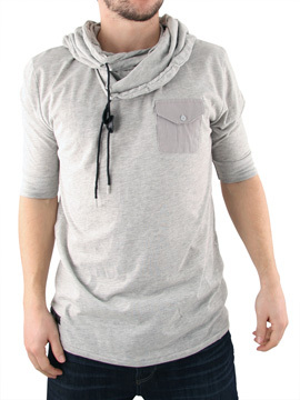 Savant Grey Serge Snood Neck T-Shirt