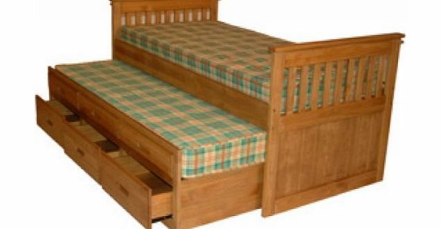 SaveOnGoodsUK Childrens Captains Bed with pull out guest bed and storage drawers