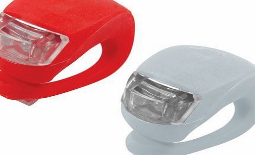 2 x LED Bright Silicone Bike Bicycle Front & Rear Light Flashlight Flash Kit Set (ZK-2) (White+Red)