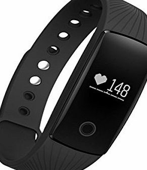 SAVFY Bluetooth 4.0 Smart Bracelet Sports Fitness Wrist Heart Rate Monitor Fitness Tracker for Android iOS Smartphone, Black